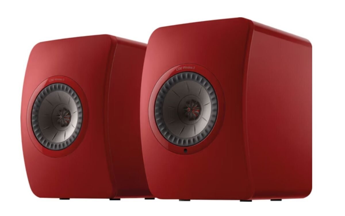 KEF LS50 WIRELESS 2 ROUGE LAQUÉ (LA PAIRE) Enceintes sans fil hi-fi – Image 1