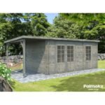 PALMAKO Abri de jardin Ella 13.1 m² + avancée de 3.9 m² en bois massif 28 mm