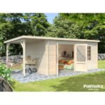 PALMAKO Abri de jardin Ella 13.1 m² + avancée de 3.9 m² en bois massif 28 mm – Image 4