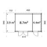 PALMAKO Abri de jardin Ella 13.1 m² + avancée de 3.9 m² en bois massif 28 mm – Image 6