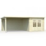 PALMAKO Abri de jardin Ella 6.9 m² + avancée de 10 m² en bois massif 28 mm – Image 4
