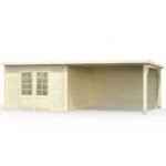 PALMAKO Abri de jardin Ella 8.7 m² + avancée de 10 m² en bois massif 28 mm – Image 5