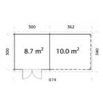 PALMAKO Abri de jardin Ella 8.7 m² + avancée de 10 m² en bois massif 28 mm – Image 6