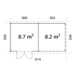 PALMAKO Abri de jardin Ella 8.7 m² + avancée de 8.2 m² en bois massif 28 mm – Image 7