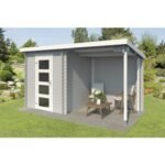 Abri de jardin Jelle 175+ 6.5 m² avec auvent bois massif 28 mm – Image 4