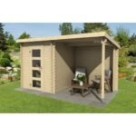 Abri de jardin Jelle 175+ 6.5 m² avec auvent bois massif 28 mm