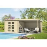 Abri de jardin Novia 275+ 16.5 m² avec auvent bois massif 28 mm
