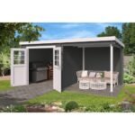 Abri de jardin Sophy 9.5 m² avec auvent en bois massif 28 mm – Image 4