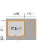 Abri de jardin WEKA 170A+appentis de 4.95 m² en bois massif 28 mm