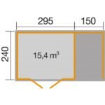 Abri de jardin WEKA 179A+appentis de 10.7 m² en bois massif 28 mm
