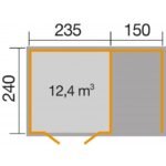 Abri de jardin WEKA 179A+appentis de 9.2 m² en bois massif 28 mm