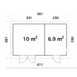 PALMAKO Abri de rangement Kalle 16.9 m² avec plancher et deux compartiments – Image 4