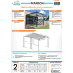COULEURS DU MONDE - Pergola bioclimatique adossée MADISON - 3 x 4 mètres - 5 pieds