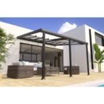 COULEURS DU MONDE - Pergola adossée ATHEZZA 3.5 x 4 m en polycarbonate et aluminium