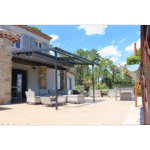 COULEURS DU MONDE - Pergola adossée ODESSA coloris gris - Aluminium - 3 x 3.60 m