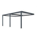 OCEO - Pergola adossée bioclimatique motorisée ZEPHIR - 6x4 m - Aluminium / Lames - GREY – Image 2